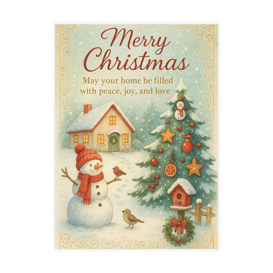 Snowman Merry Christmas Postcard Bundles (envelopes not included)