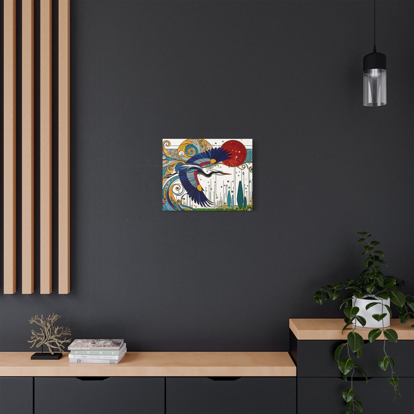 Blue Heron- Art- Gallery Wrapped- Satin Stretched Canvas Gallery Wraps - No Frame Needed