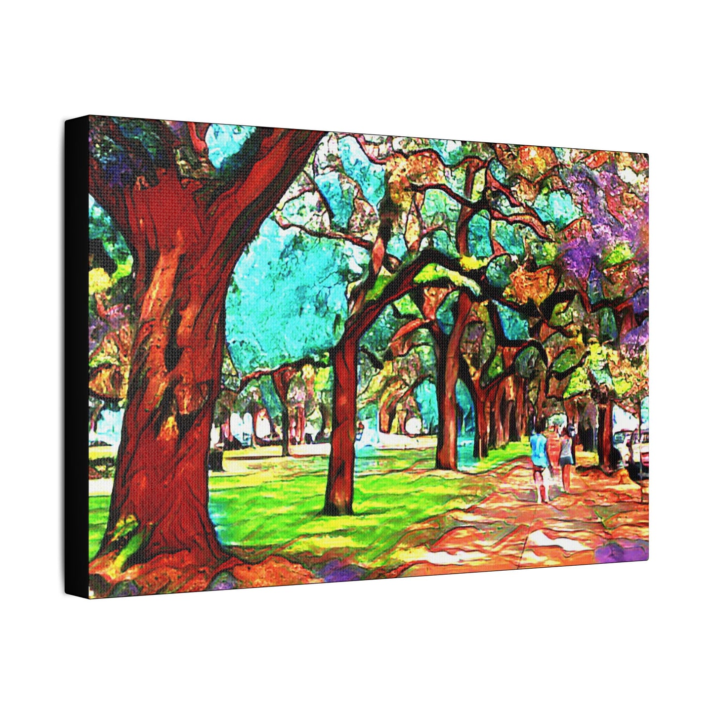 Walk in the Park- Art- Gallery Wrapped- Satin Stretched Canvas Gallery Wraps - No Frame Needed