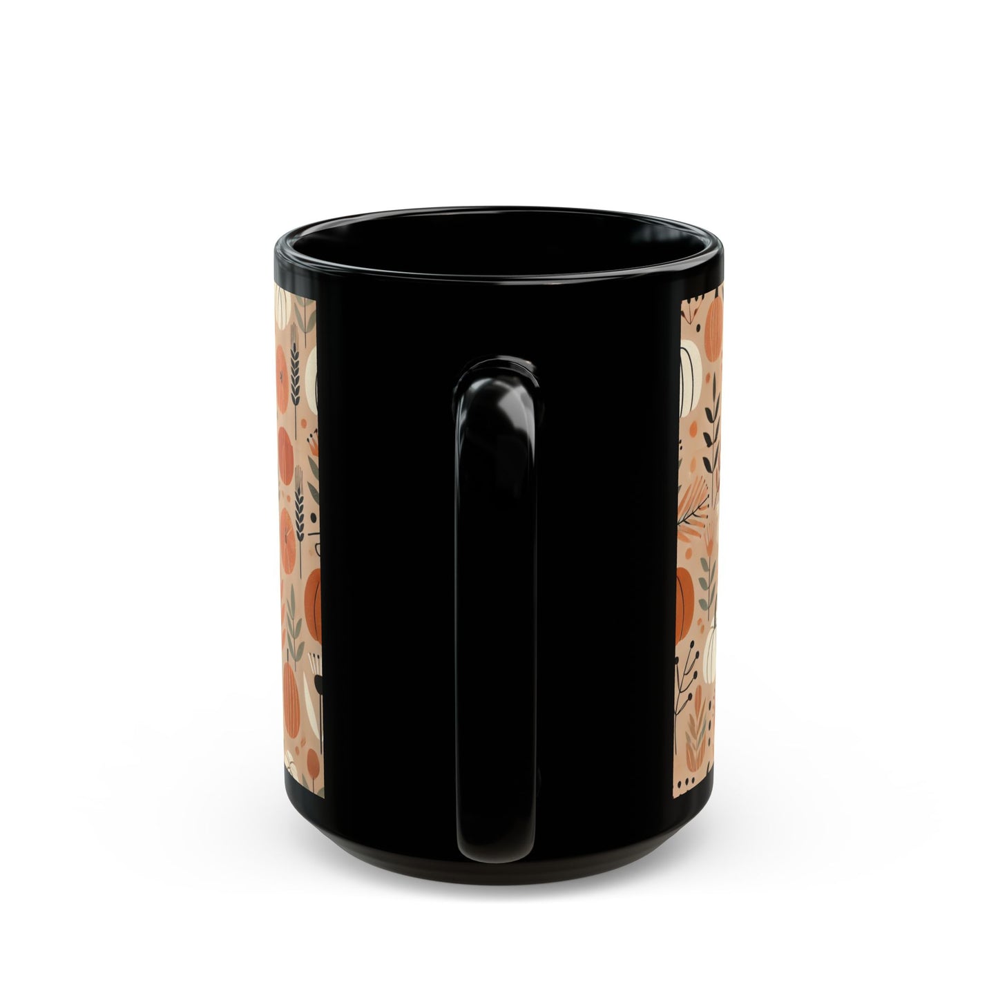 Autumn Pumpkins, Scarecrows - 11 oz or 15 oz Ceramic Black Mugs