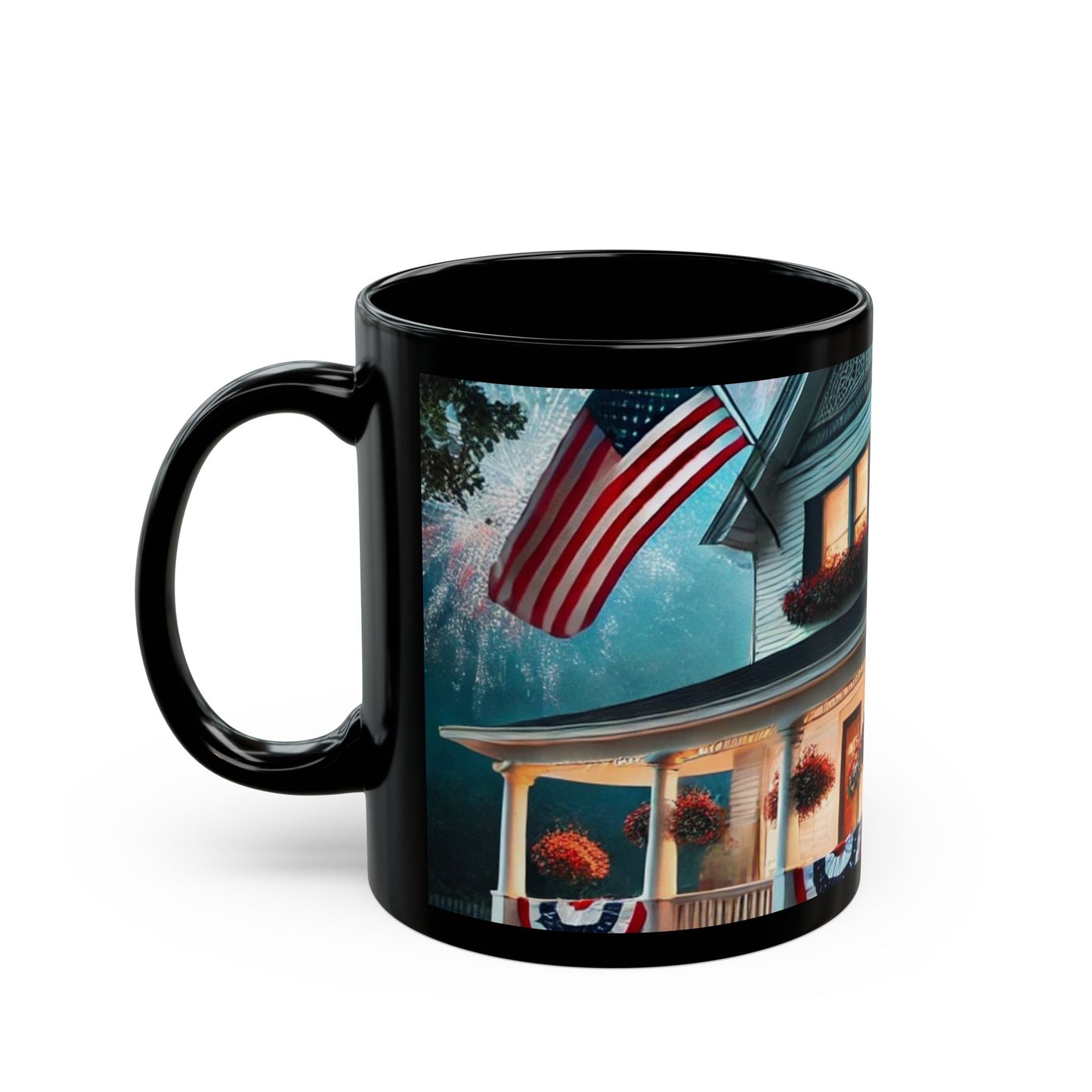 Celebrate USA- 11 oz or 15 oz Ceramic Black Mugs