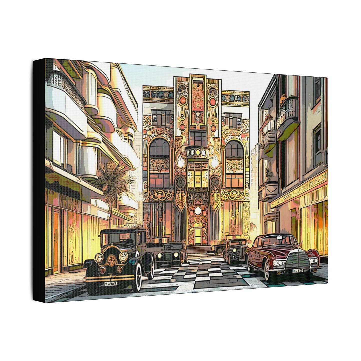 Art Deco Vintage- Art- Gallery Wrapped- Satin Stretched Canvas Gallery Wraps - No Frame Needed