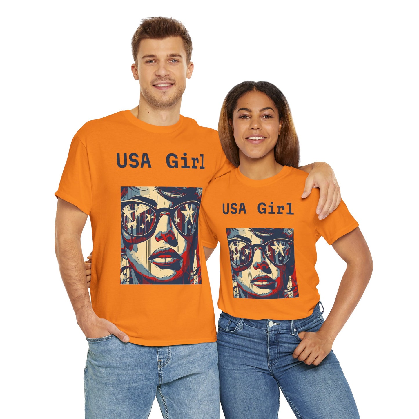 "USA Girl" - Amazing Unisex Heavy Cotton Short Sleeve Tee Shirts!