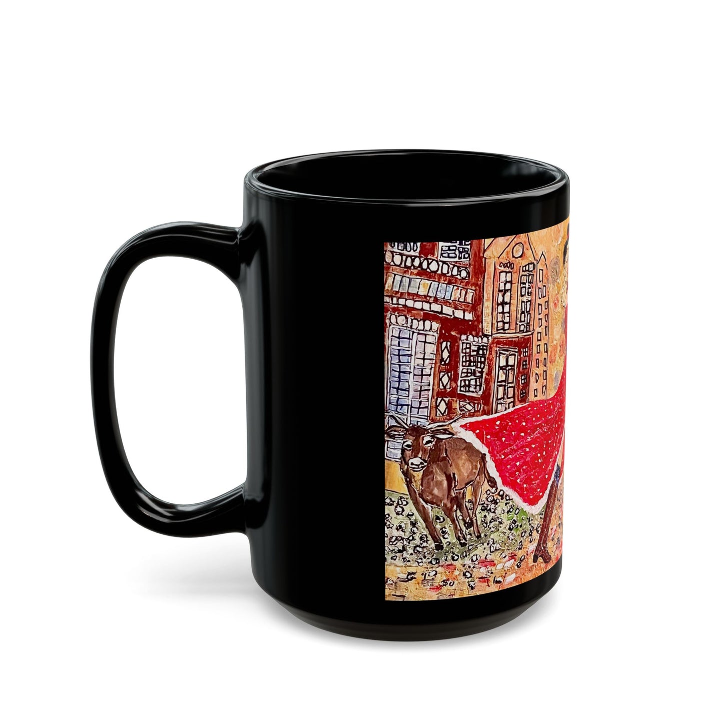 Singing Cowgirl - 11 oz or 15 oz Ceramic Black Mugs