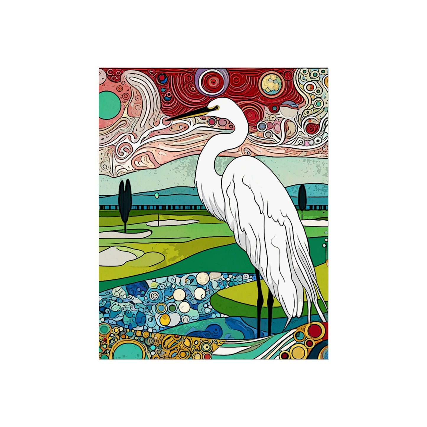 Florida Egret Art- Giclée Technique Fine Art Posters- No Frame