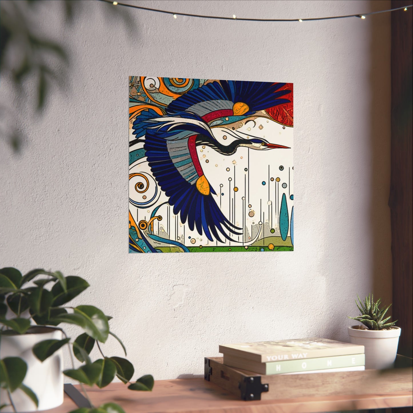 Blue Heron- Art- Giclée Technique Fine Art Posters- No Frame