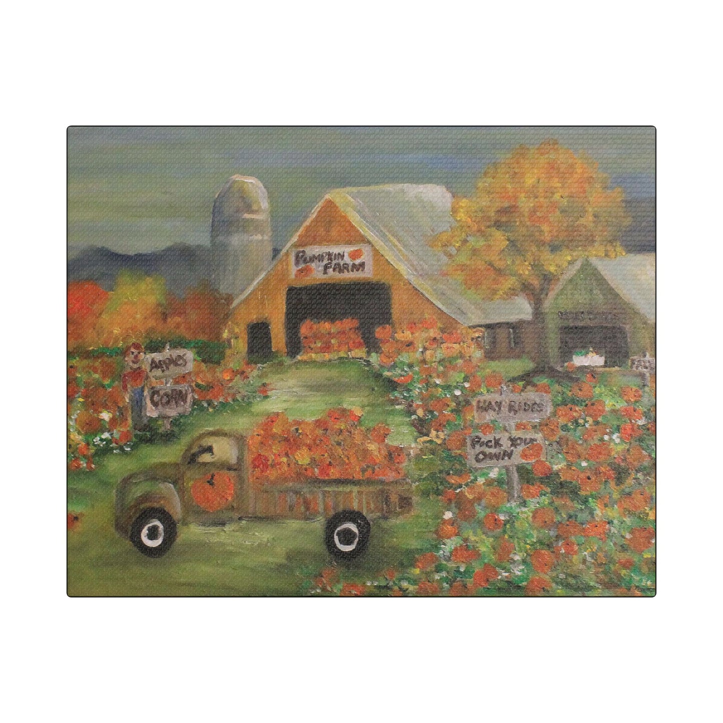 October Pumpkin Farm - Art- Gallery Wrapped- Satin Stretched Canvas Gallery Wraps - No Frame Needed