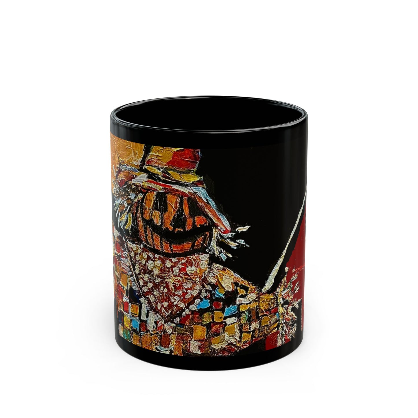 Scary Scarecrow - 11 oz or 15 oz Ceramic Black Mugs