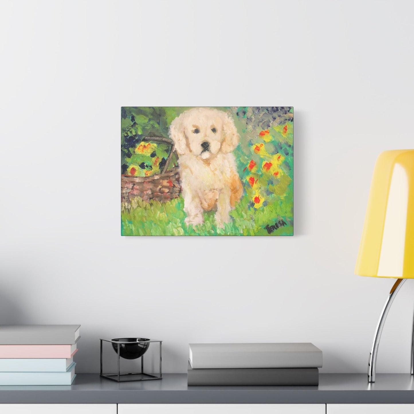 Golden Puppy- Art- Gallery Wrapped- Satin Stretched Canvas Gallery Wraps - No Frame Needed