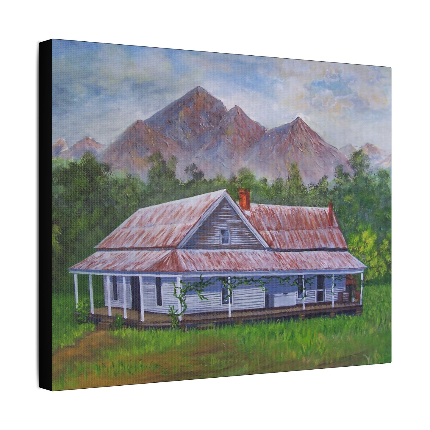 Mountain House- Art- Gallery Wrapped- Satin Stretched Canvas Gallery Wraps - No Frame Needed