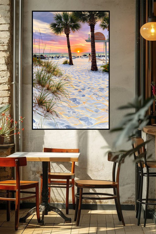 Peaceful Shores | Coastal Beach| Palm Tree Art| Giclee Paper- Wood- Metal- Canvas