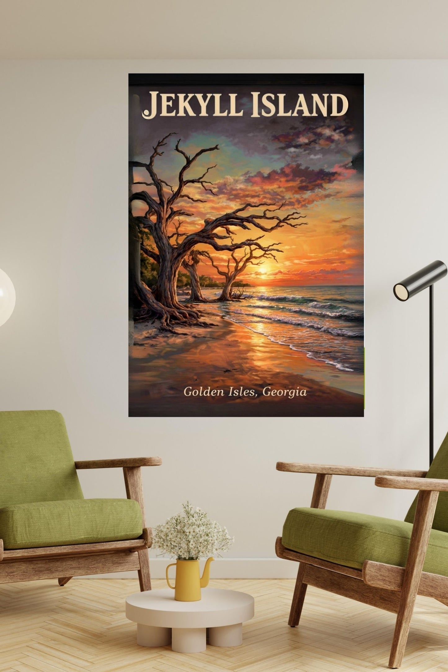 Jekyll Island |Driftwood Print| Beach at Sunrise| Ocean Beach Art Print| Travel Poster| Giclee Paper- Wood- Metal- Canvas