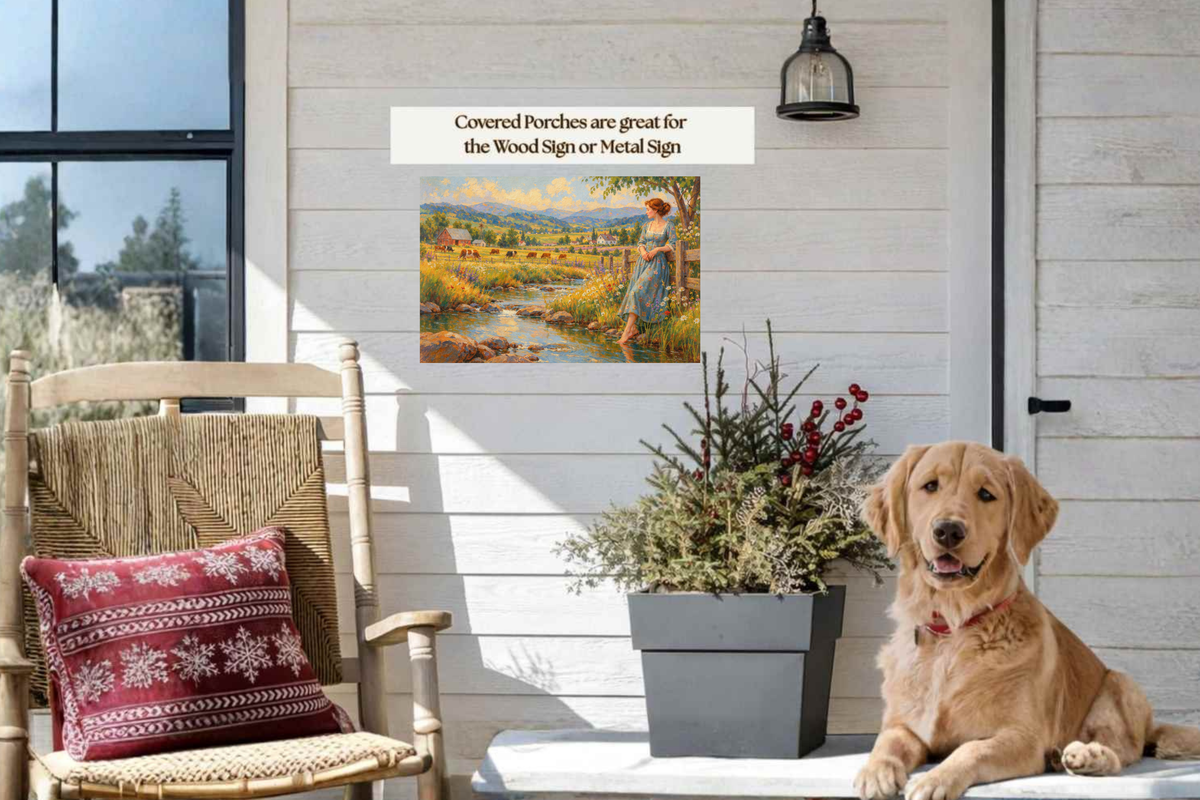 Barefoot Where The Wildflowers Grow | Vintage Farm Landscape Art | Giclee Paper • Wood • Metal • Canvas