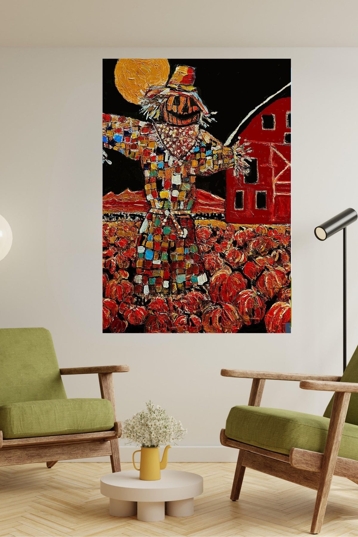 Scary Scarecrow- Farm| Autumn Art| Halloween Pumpkins| Giclee Paper- Wood- Metal- Canvas