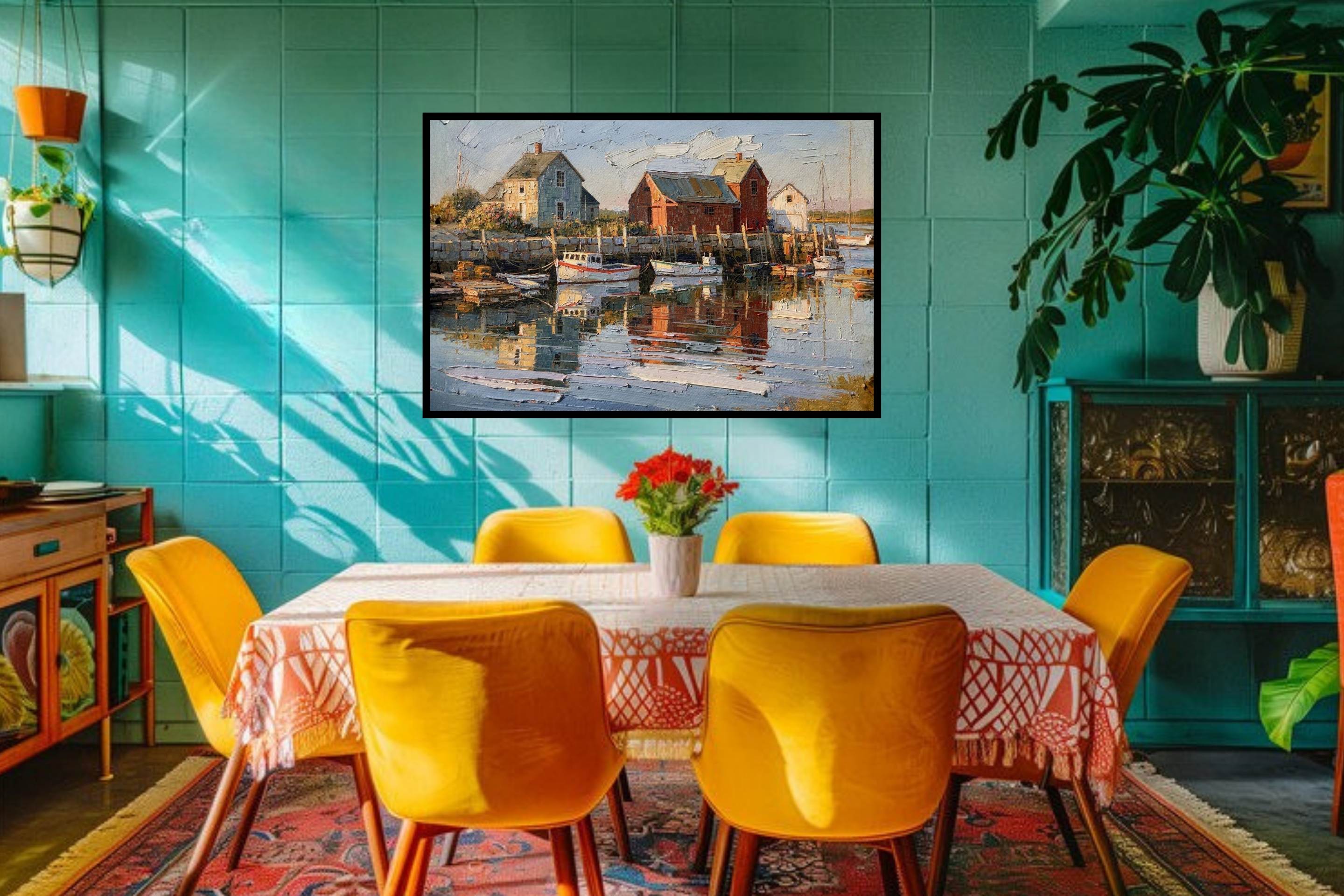 New England Boating| Coastal Homes and Ships Art| Giclee Paper- Wood- Metal- Canvas