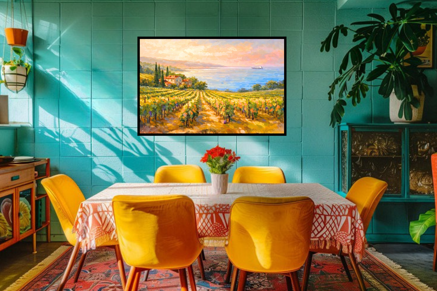 Mediterranean Vineyard by the Sea | Wine Country Art | Giclée Paper • Canvas • Birch Wood • Metal Panels