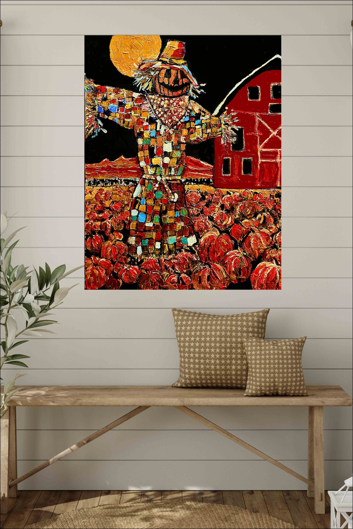 Scary Scarecrow- Farm| Autumn Art| Halloween Pumpkins| Giclee Paper- Wood- Metal- Canvas