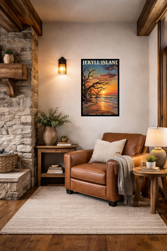 Jekyll Island -Driftwood Beach At Sunrise| Ocean Beach Art| Travel Poster| Giclee Paper- Wood- Metal- Canvas