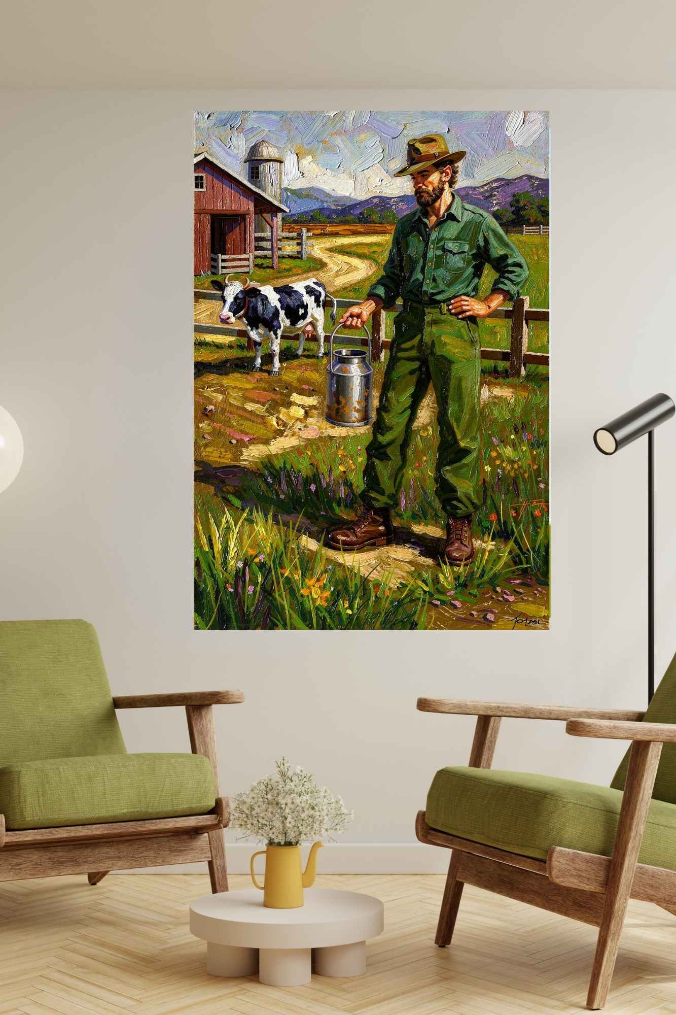 Dairy Farmer| Farm Cow Art| Giclee Paper- Wood- Metal- Canvas