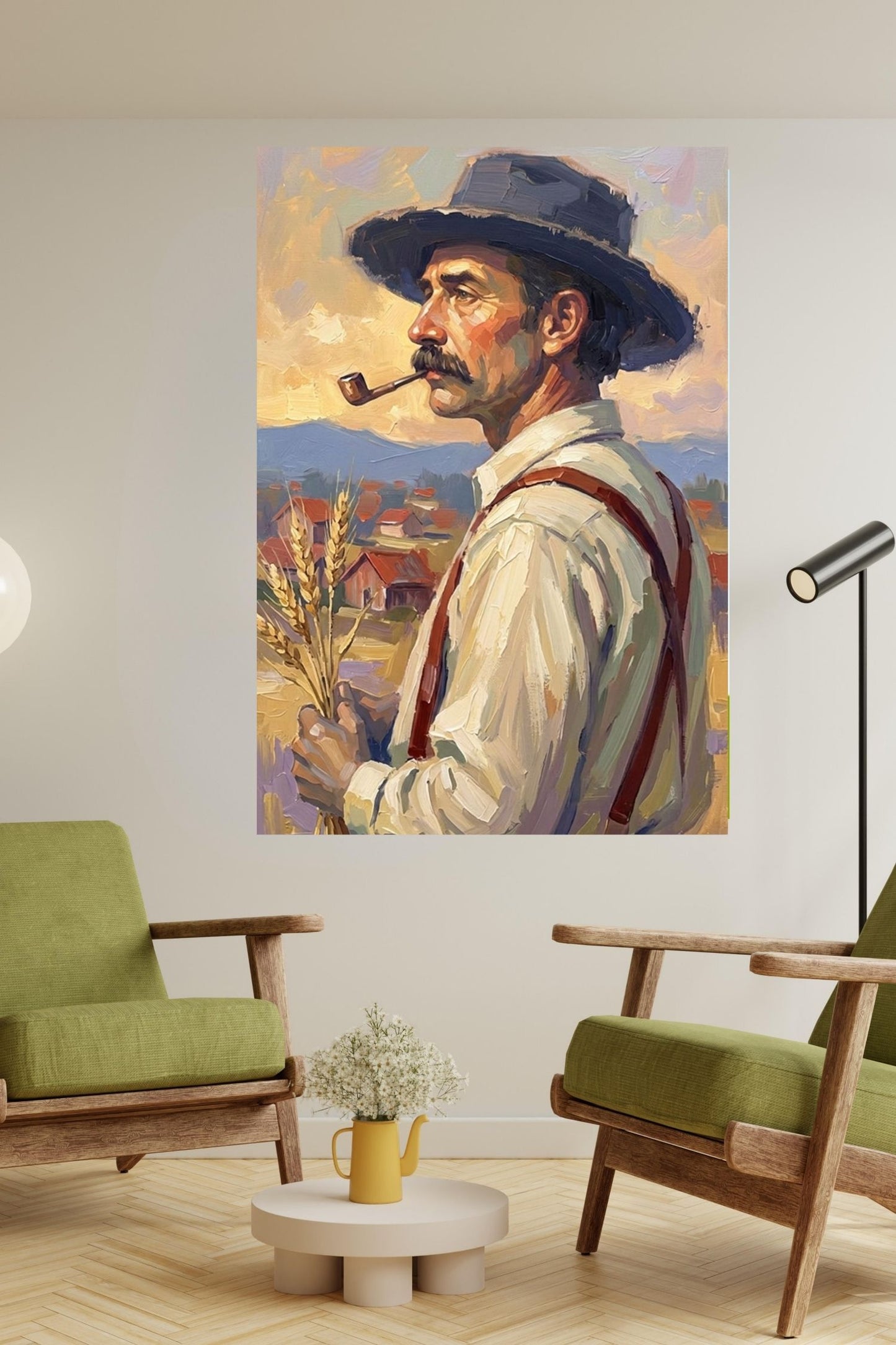 Farmer Man | Vintage Farm Print |Teresa Johnson Rural Wall Art | Harvest Impressionist Print | Giclée Paper • Wood • Metal • Canvas