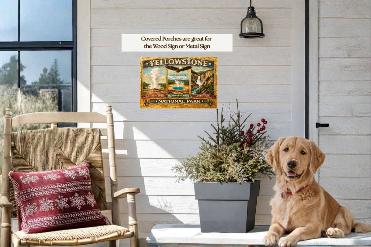 Yellowstone's Iconic Natural Wonders| Vintage Sign Art|  Prints, Canvas, Wood, or Metal Art