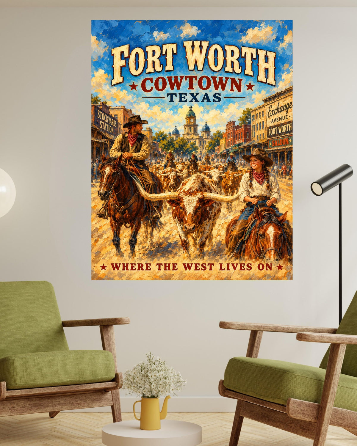 Where The West Lives On-Ft Worth Texas| Prints Canvas Wood Or Metal Art