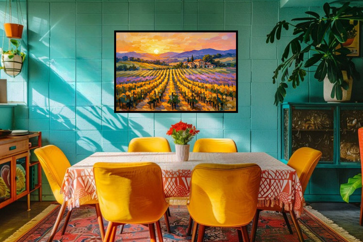 Golden French Vineyard at Sunset | Wine Country Art | Giclée Paper • Canvas • Birch Wood • Metal Panels