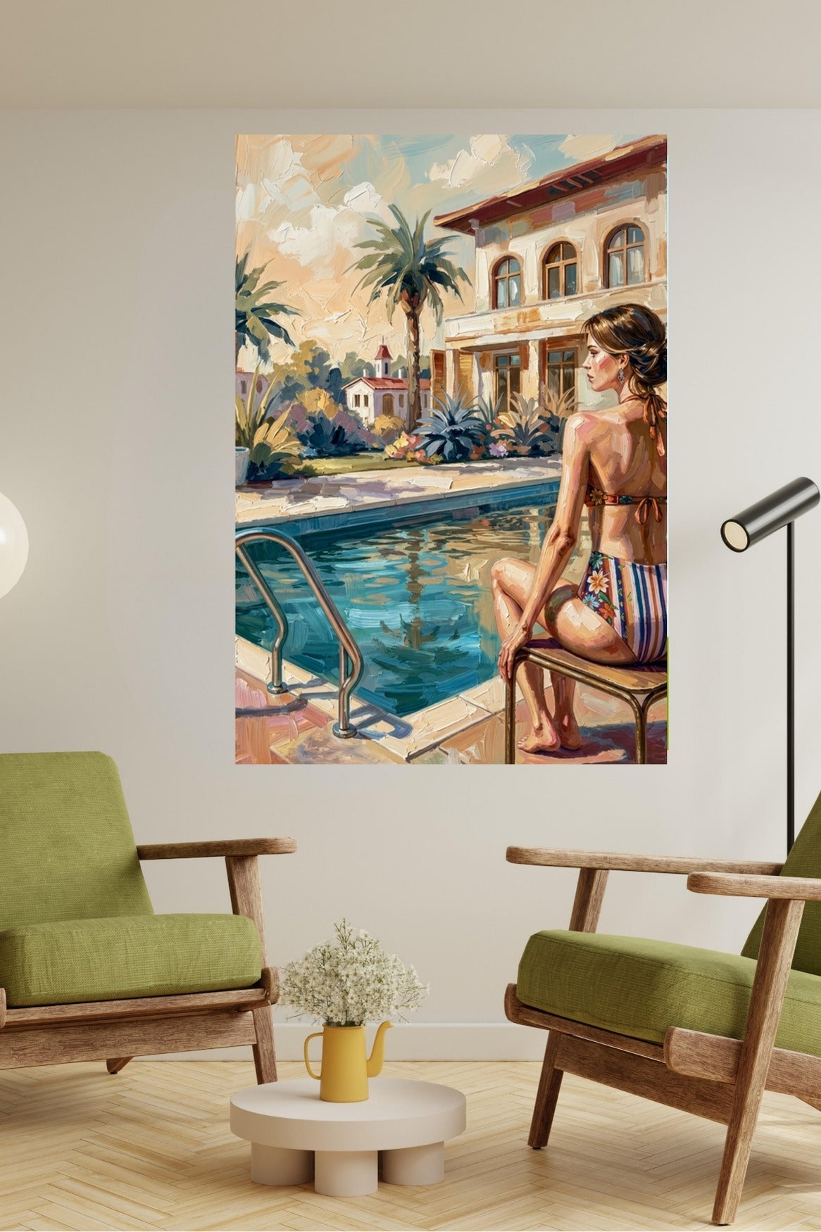 By the Pool, Bahamas | Tropical Resort Wall Art | Island Vacation Impressionist Painting | Giclée Paper • Canvas • Wood • Metal