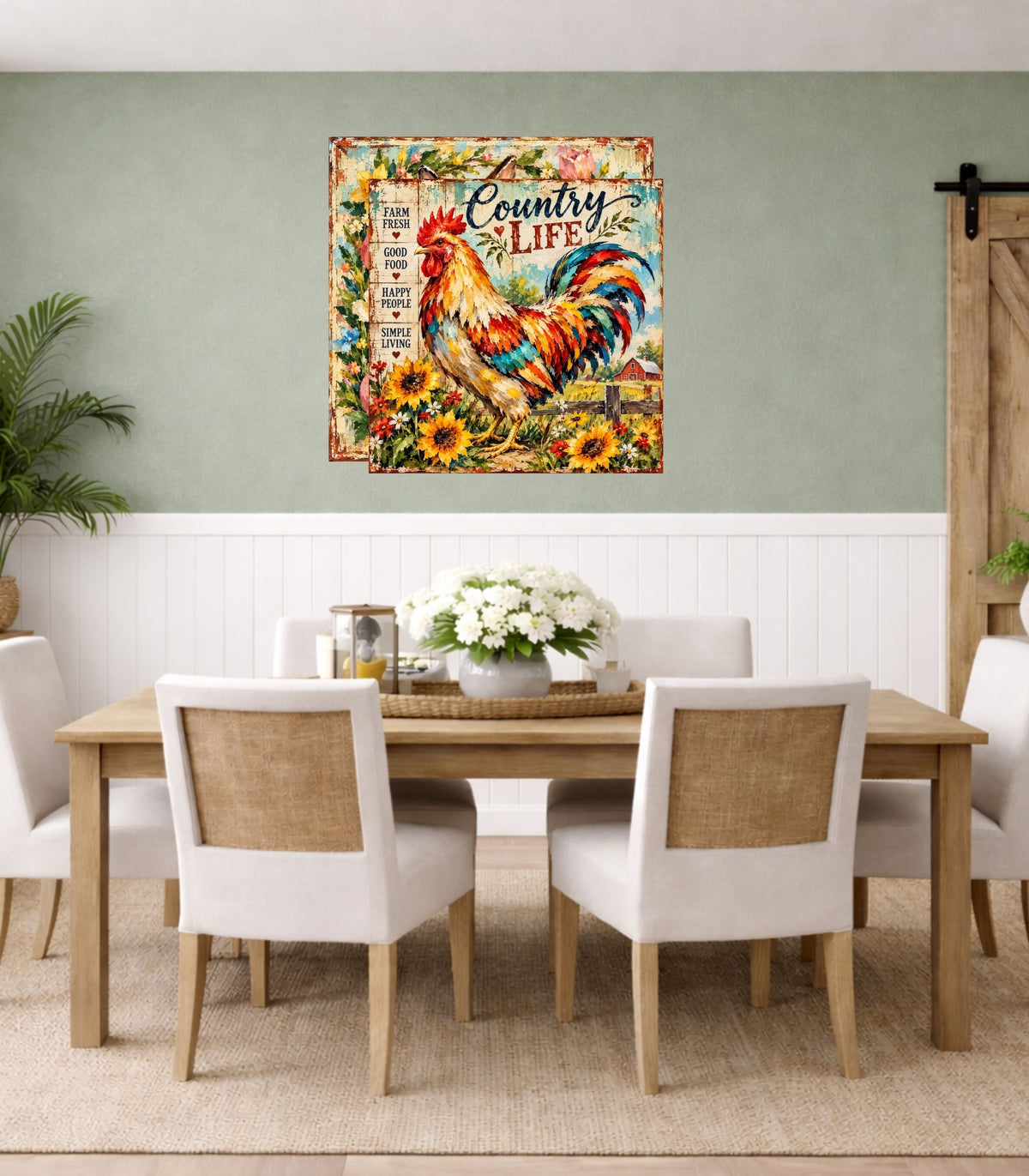Country Life Rooster | Farm Fresh Country Kitchen Art | Giclée Paper • Wood • Metal • Canvas
