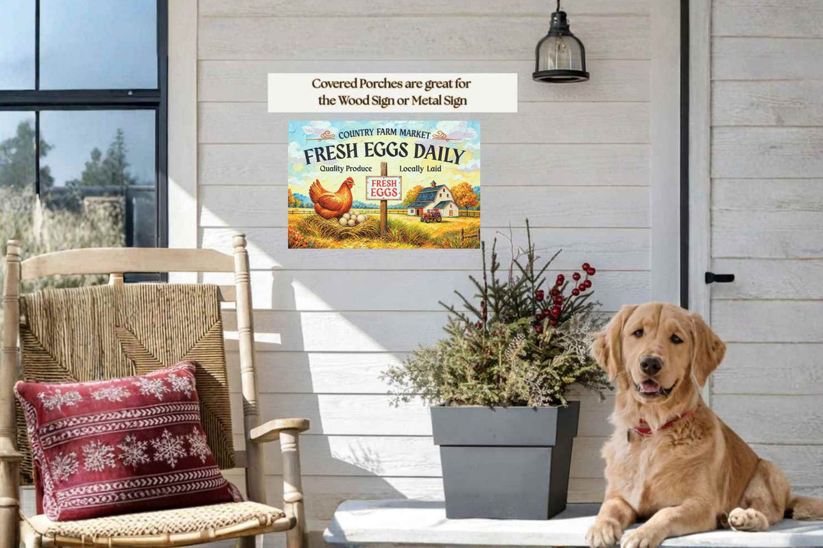 Rustic Farm Market Sign with Eggs| Farm Art Sign| Prints, Canvas, Wood, or Metal Art