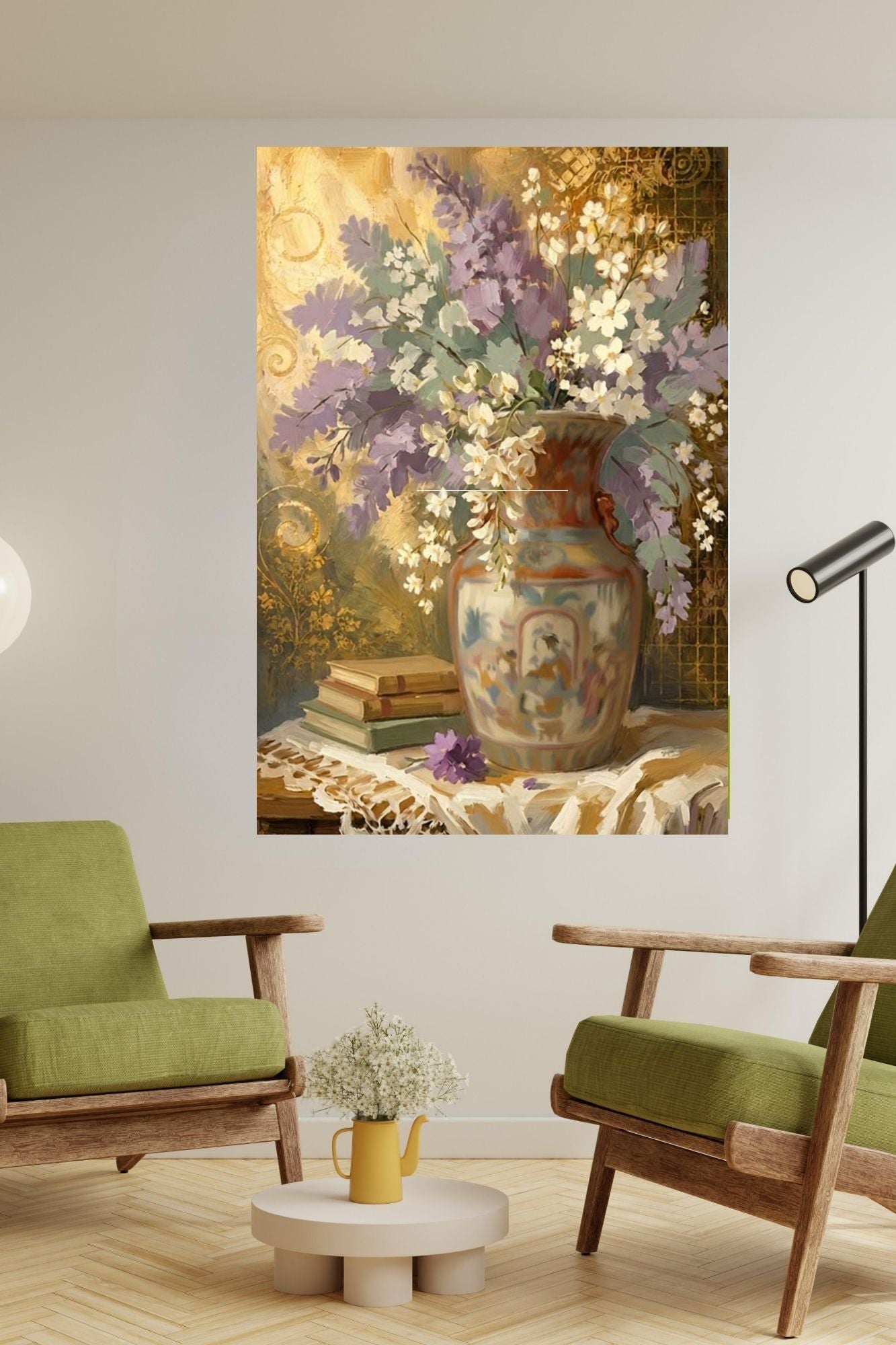 Heirloom Garden Blooms | Elegant Floral Print| Still Life with Oriental Vase | Cottage Garden Wall Art | Giclée Paper • Canvas • Wood • Metal