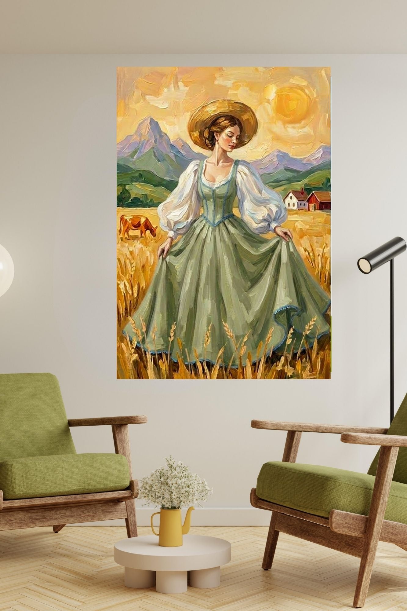 Dancing In the Garden| Vintage Style Print| Farm Village Art| Giclee Paper- Wood- Metal- Canvas