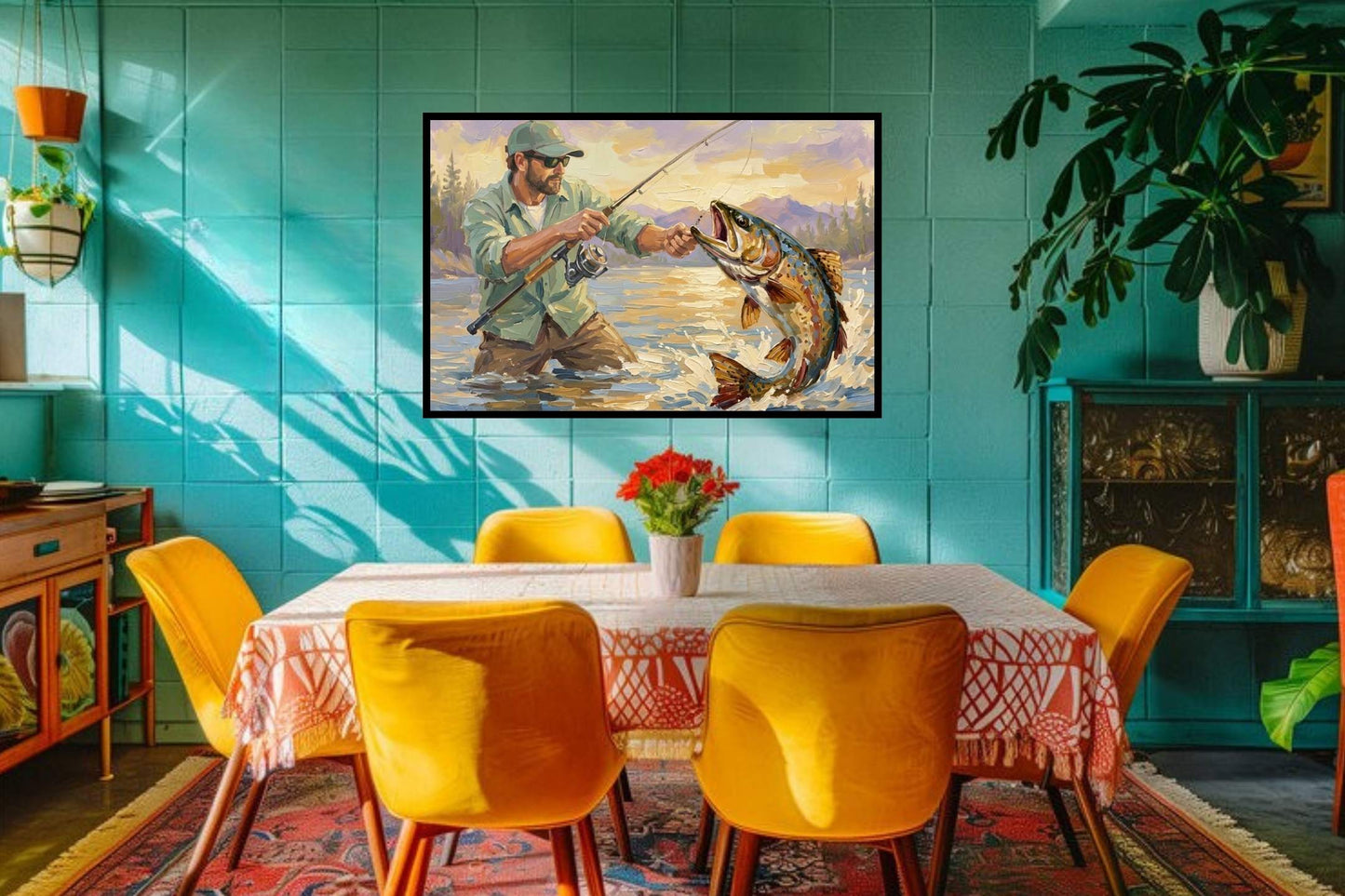 The Big Catch | Fisherman and Trout Art | Giclée Paper • Canvas • Wood • Metal Panels