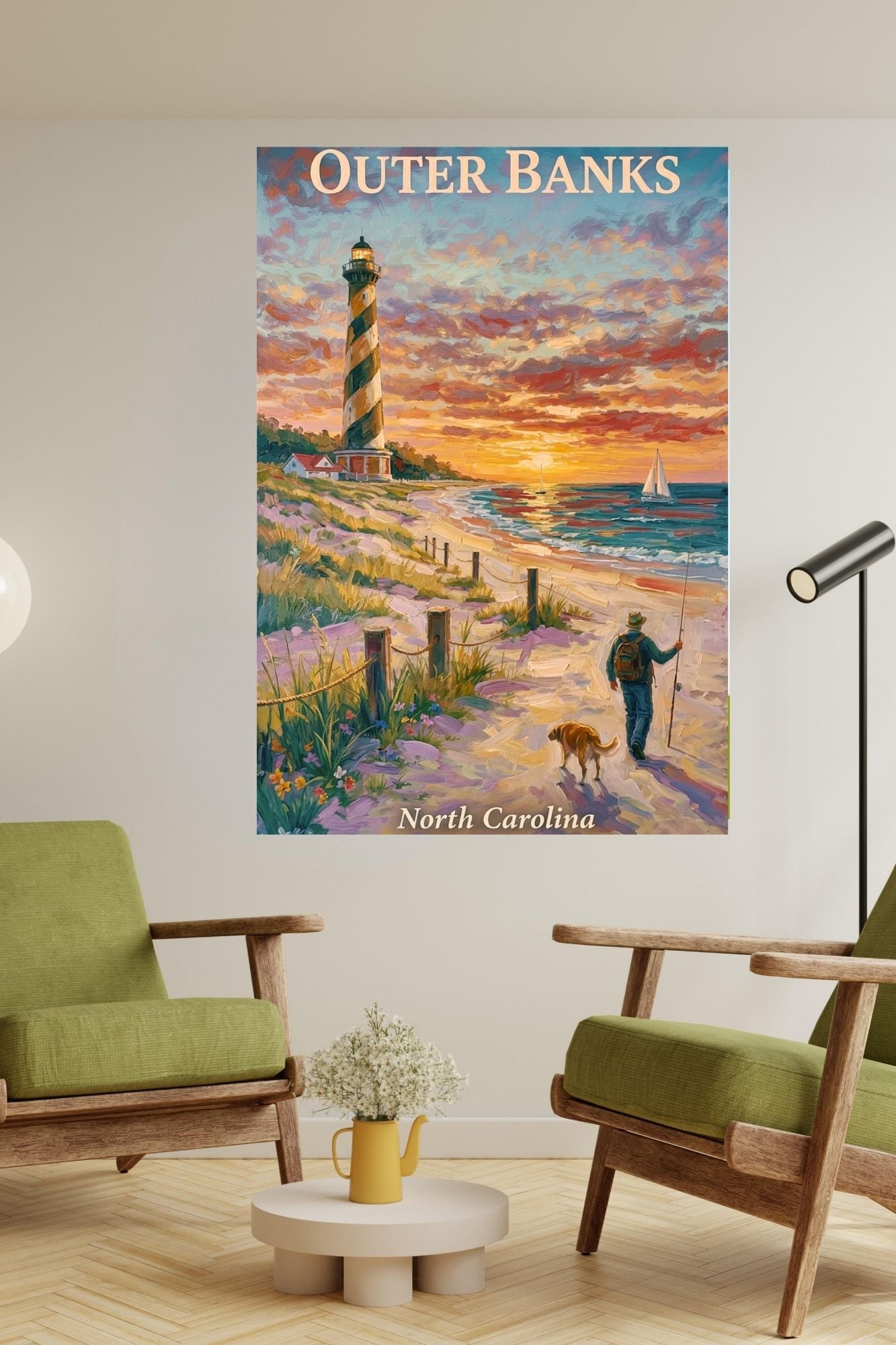 Outer Banks Lighthouse| North Carolina Ocean Print| Beach Art| Travel Poster| Giclee Paper- Wood- Metal- Canvas