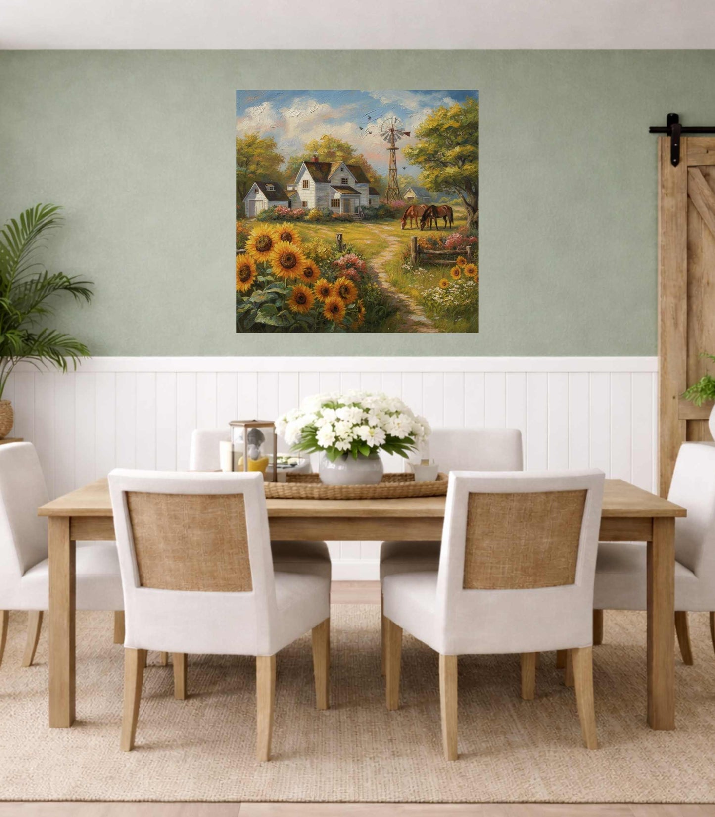 Sunflower Farm | Bee Art Prints| Farmhouse Garden Prints| Giclee Paper- Wood- Metal- Canvas