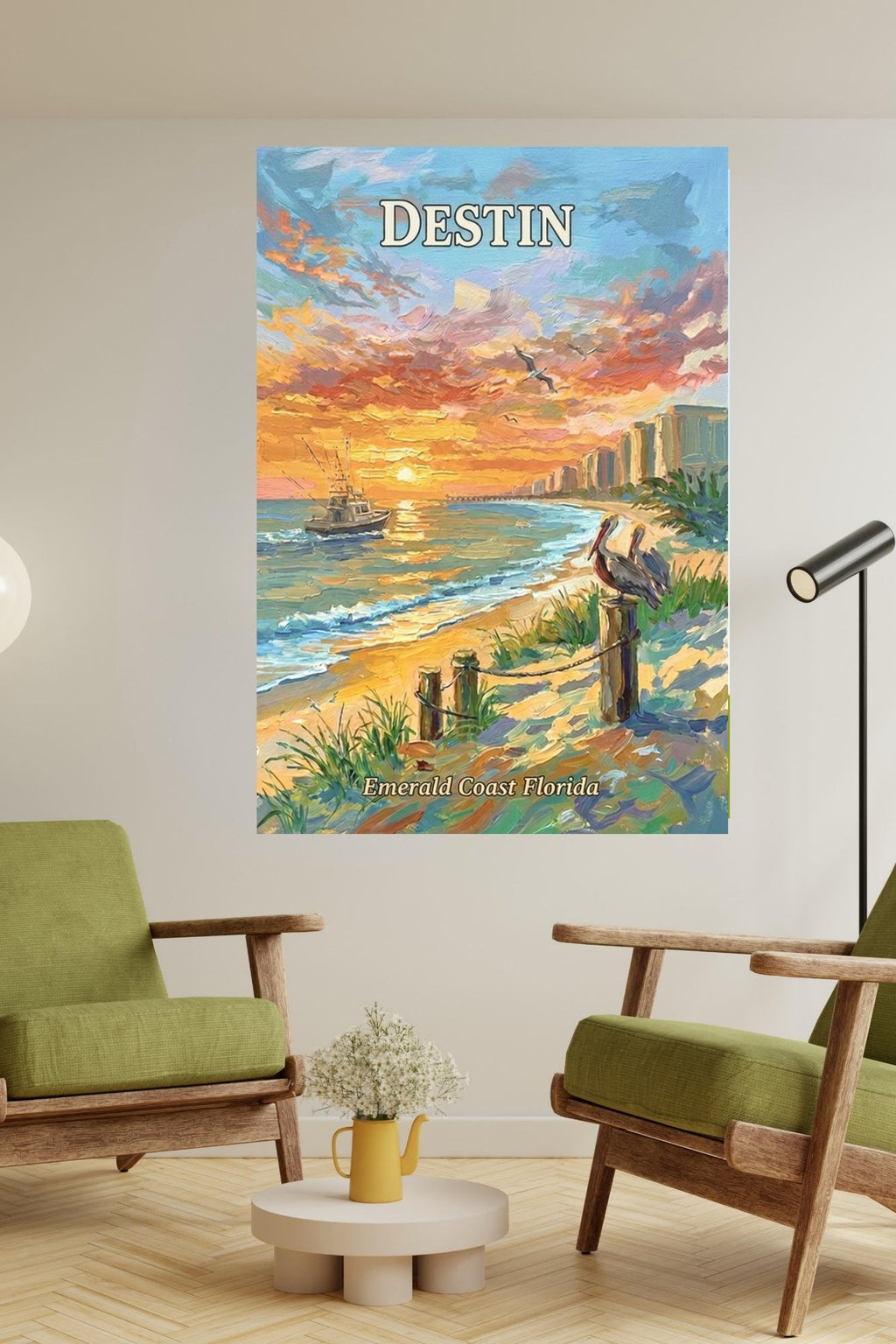 Emerald Coast Sunset In Destin| Travel Poster Art| Giclee Paper- Wood- Metal- Canvas