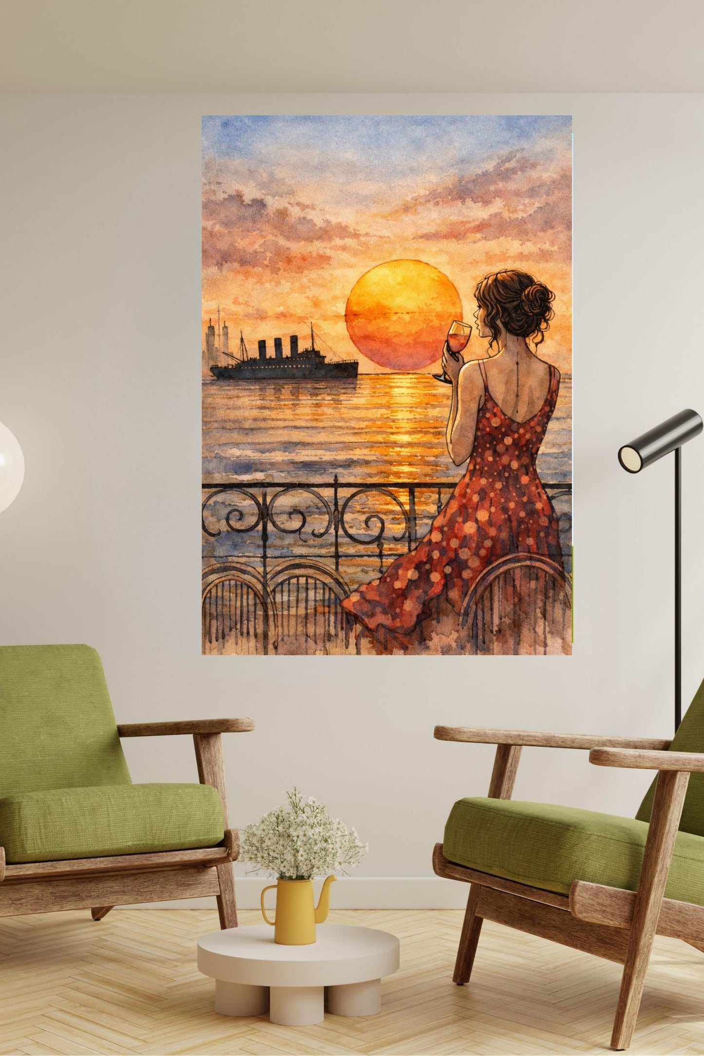 Sunset Views Of Caribbean Ship| Coastal Ocean Art. Giclee Paper- Wood- Metal- Canvas