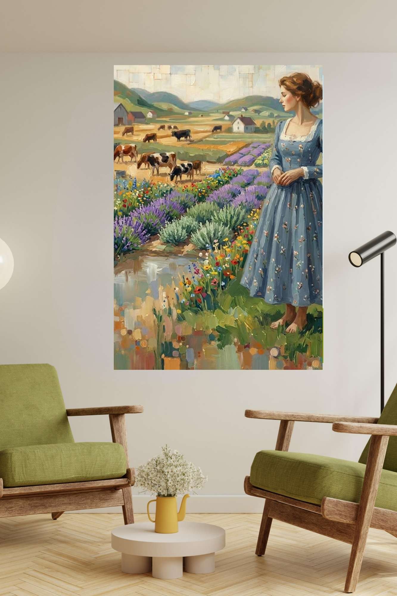 Farm Wildflowers and Pastures | Vintage Farm Landscape Art | Giclée Paper • Wood • Metal • Canvas
