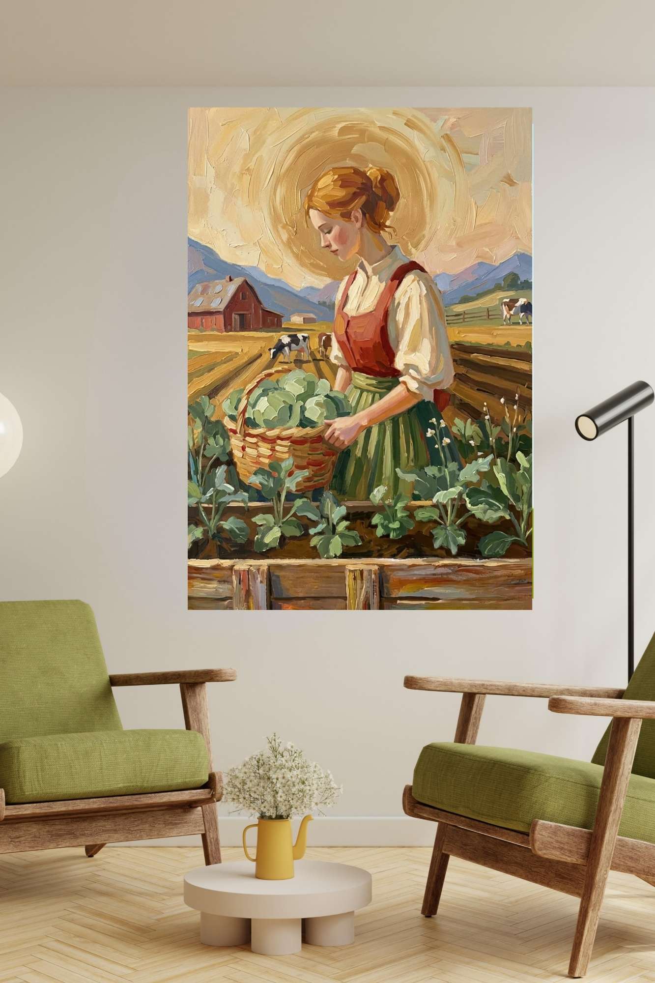 Harvest The Garden| Vintage Style Print| Farm Cow Art| Giclee Paper- Wood- Metal- Canvas