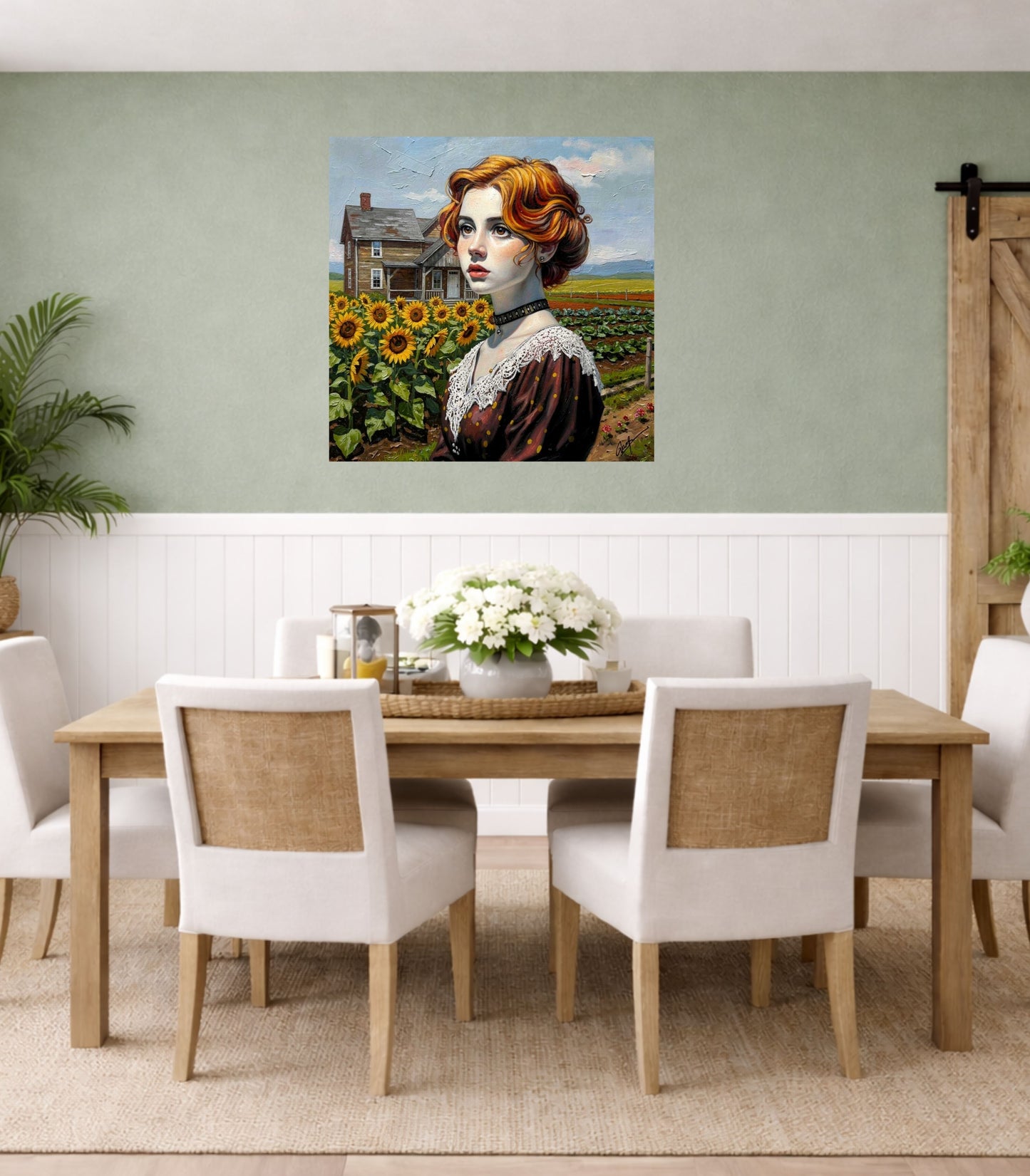 Vintage Farm Girl| Harvest Art| Giclee Paper- Wood- Metal- Canvas