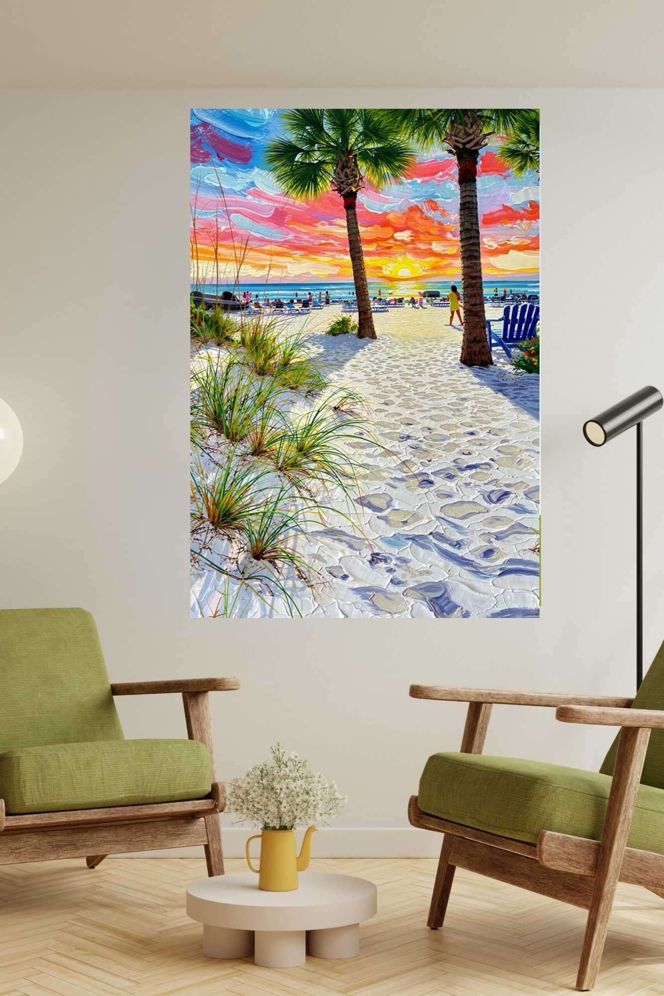 Peaceful Shores | Coastal Beach| Palm Tree Art| Giclee Paper- Wood- Metal- Canvas