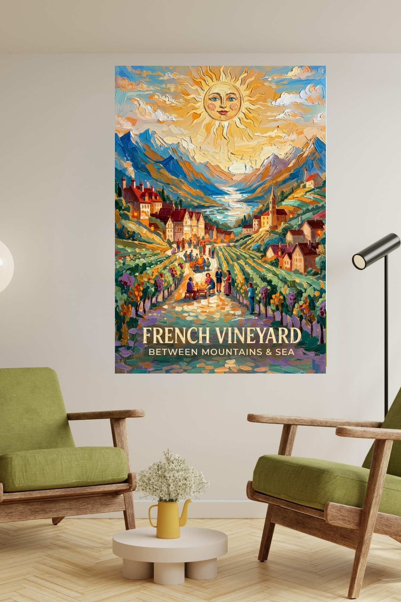 French Vineyard Between Mountain and Sea| Travel Print| Giclee Paper- Wood- Metal- Canvas