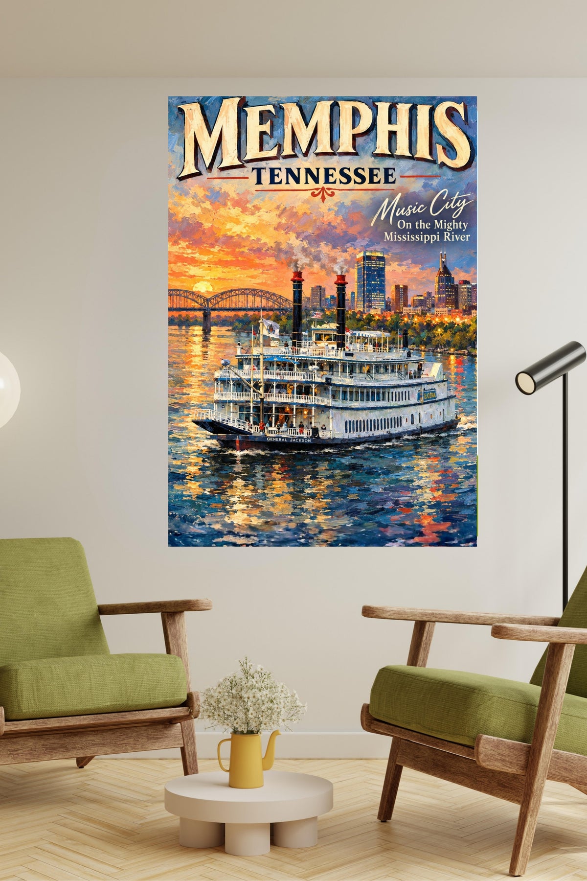 Memphis River Boat | Music City on the Mighty Mississippi | Teresa Johnson Art | Giclée Paper • Wood • Metal • Canvas