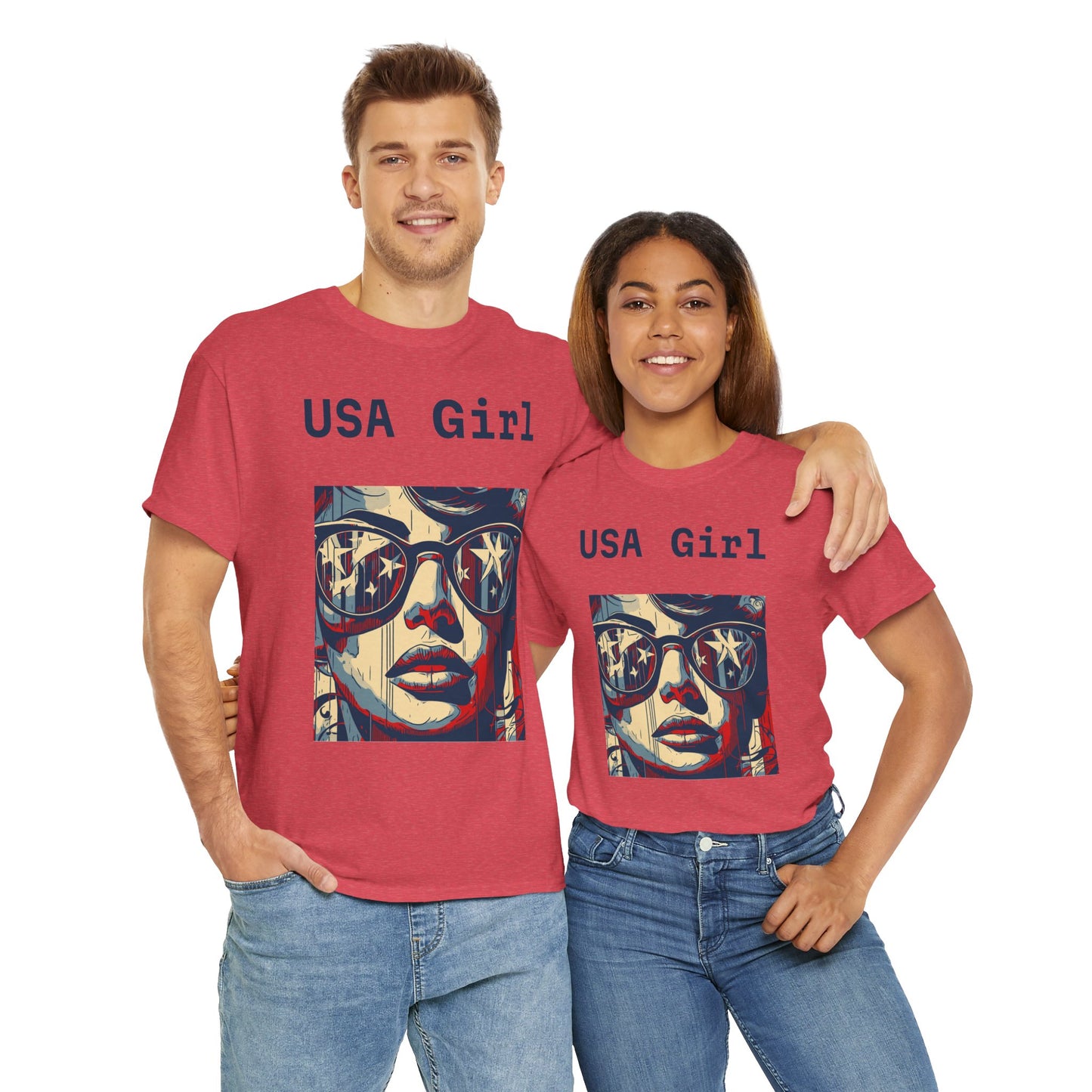 "USA Girl" - Amazing Unisex Heavy Cotton Short Sleeve Tee Shirts!