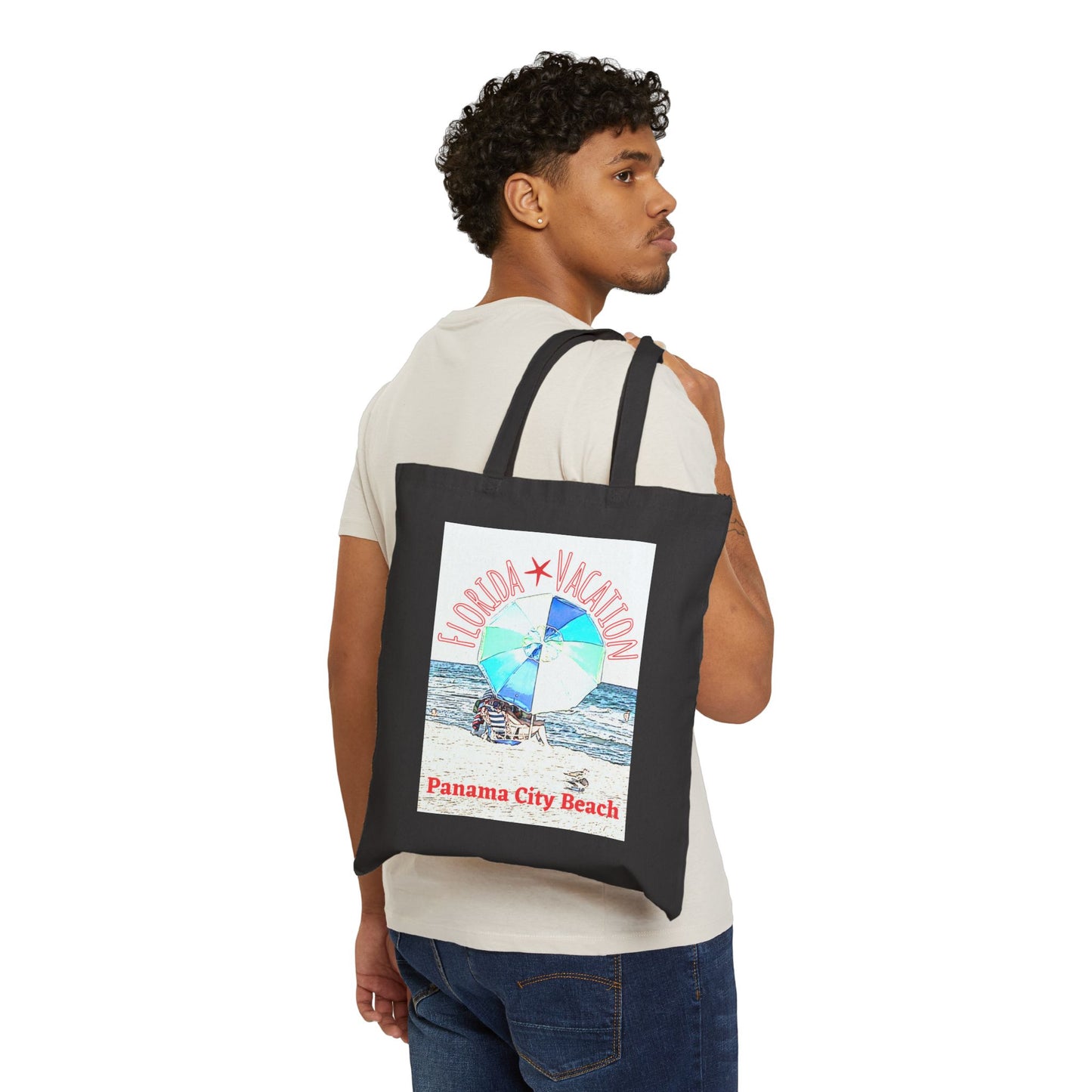 "Florida Vacation Panama City Beach" Stylish Cotton Canvas Tote Bag