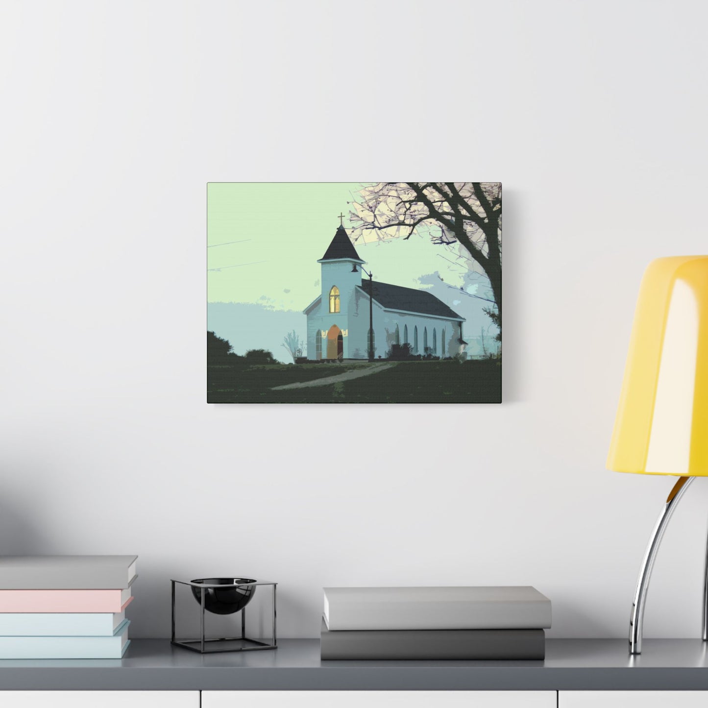 Coastal Church- Art- Gallery Wrapped- Satin Stretched Canvas Gallery Wraps - No Frame Needed