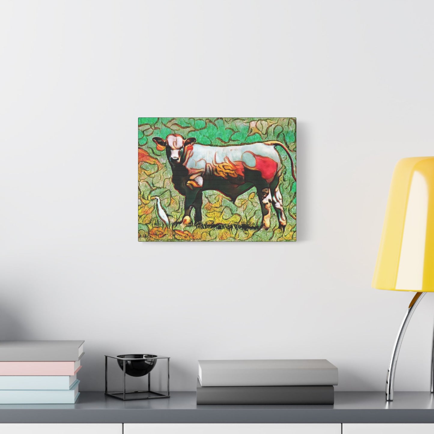 The Cow and Egert- Art- Gallery Wrapped- Satin Stretched Canvas Gallery Wraps - No Frame Needed