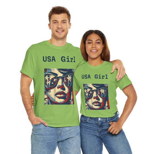 "USA Girl" - Amazing Unisex Heavy Cotton Short Sleeve Tee Shirts!