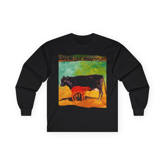 "Allisons Cow and Calf" Long Sleeve Casual Unisex Tee Shirt
