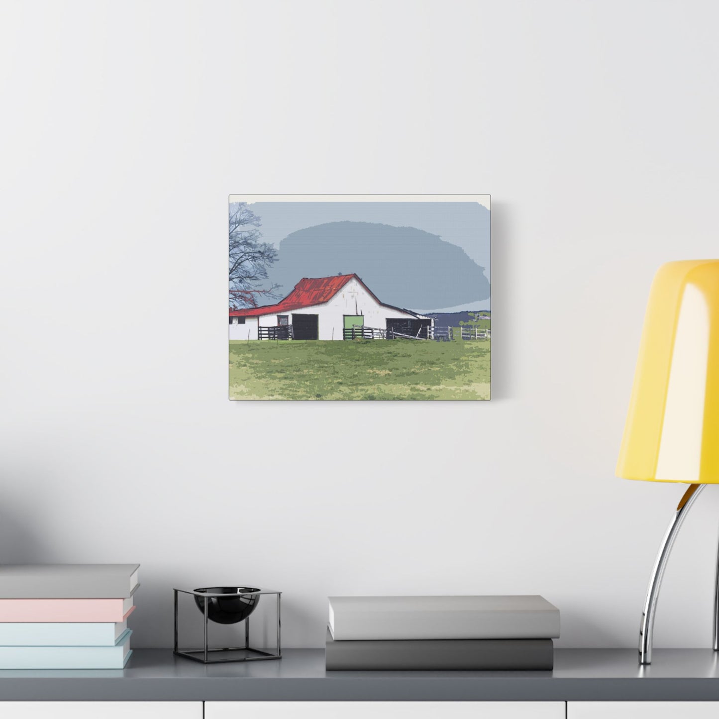 Red Roof Mountain Barn- Art- Gallery Wrapped- Satin Stretched Canvas Gallery Wraps - No Frame Needed